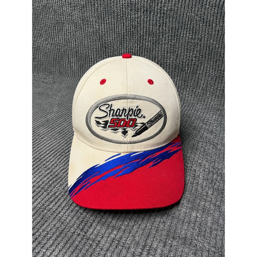 Vintage Sharpie 500 Bristol Motor Speedway NASCAR Snapback Hat Cream Red Blue